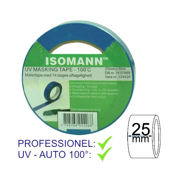 Maskingtape 25mm x 50m Bl UV 100gr.
