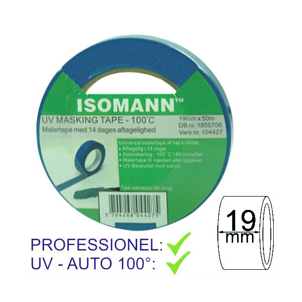 Maskingtape 19mm x 50m Bl UV 100gr.