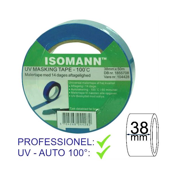 Maskingtape 38mm x 50m Bl UV 100gr.