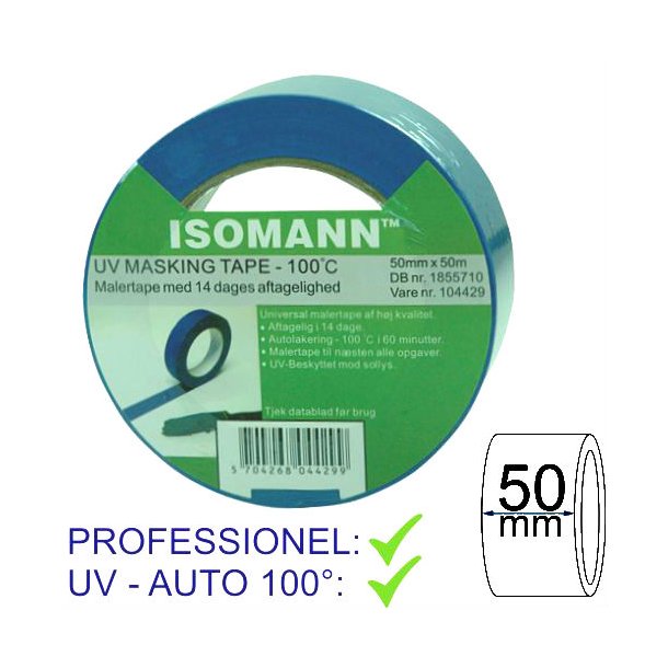 Maskingtape 50mm x 50m Bl UV 100gr.