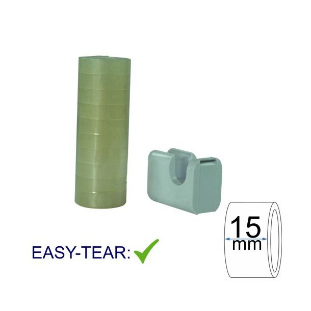 PP tape 15mm x 10m klar Easy-tear